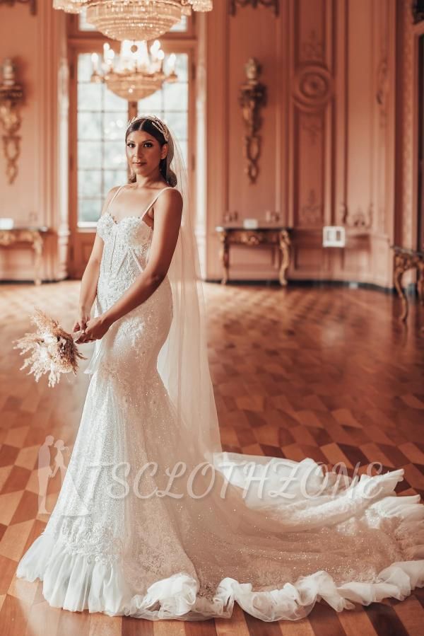 Luxus Brautkleider glitzern | Brautkleider Meerjungfrau Spitze