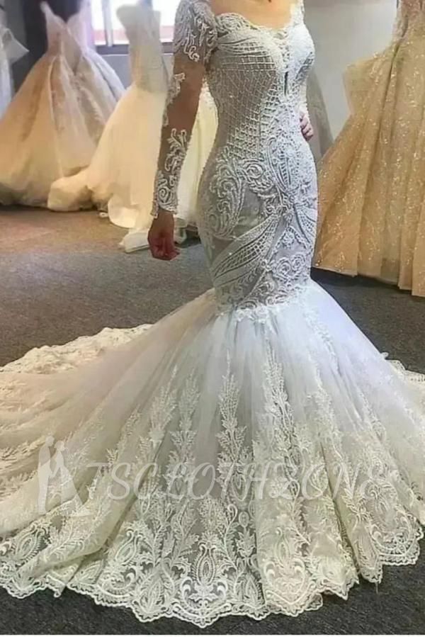 Elegant wedding dresses mermaid lace | Wedding dresses with sleeves