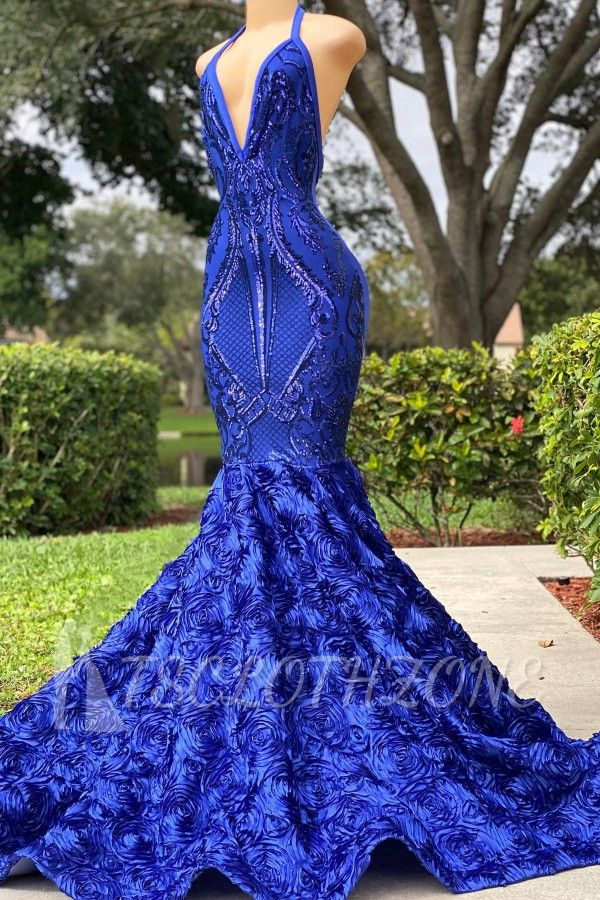 Elegant Halter Floor Length Sleeveless A-line Mermaid Prom Dress