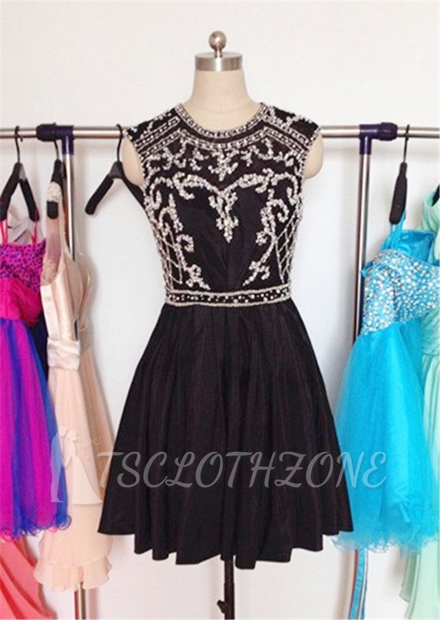 Cute Black Crystal Short Homecoming Dress New Arrival Chiffon Popular Custom Made Cocktail Dresses