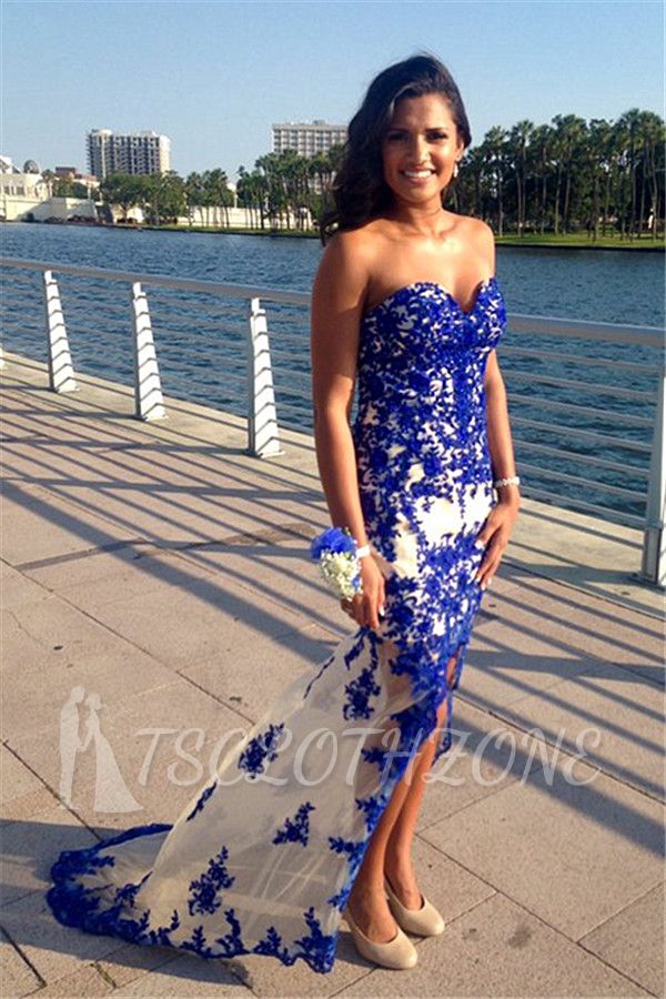 Sweetheart Blue 2022 Prom Dresses Sheer Tulle Lace Evening Gowns