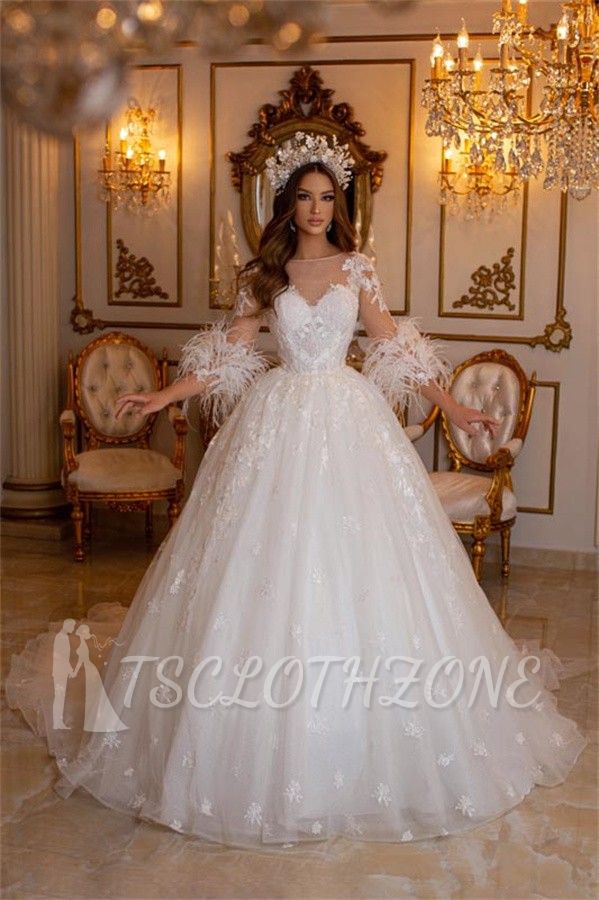Elegant Wedding Dresses A Line Lace | Wedding dresses with sleeves