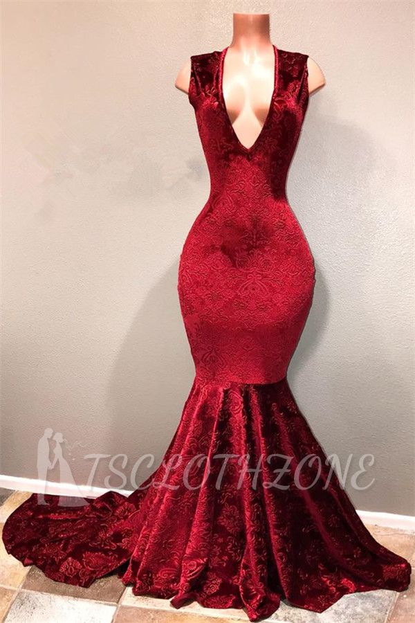 Deep V-Neck Sleeveless Prom Dresses | Mermaid Lace Evening Dresses 2022