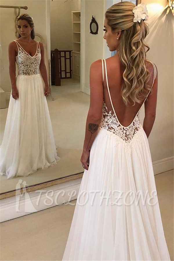 Charming V-Neck Sleeveless Appliques A-Line Floor-Length Prom Dress