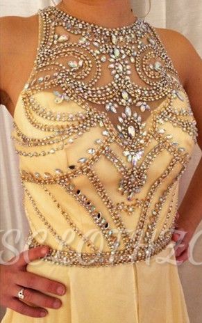 High Neck Crystal Günstige Lange Abendkleider Chiffon Perlenstickereien Beliebtes 2022 Langes Abendkleid