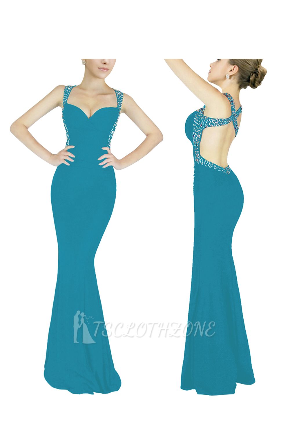 Ceci | Criss-cross Back Mermaid Prom Dress with Beaded Straps