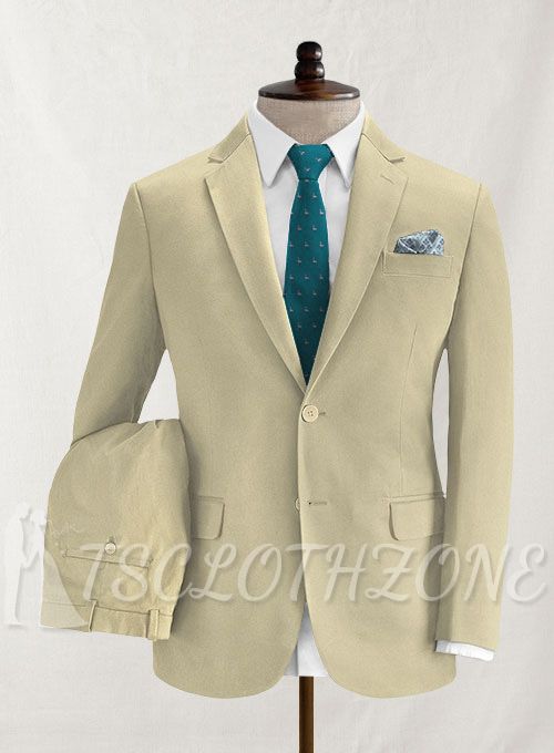 Khakifarbener Cutaway-Revers-Anzug für den Sommer | zweiteiliger Anzug