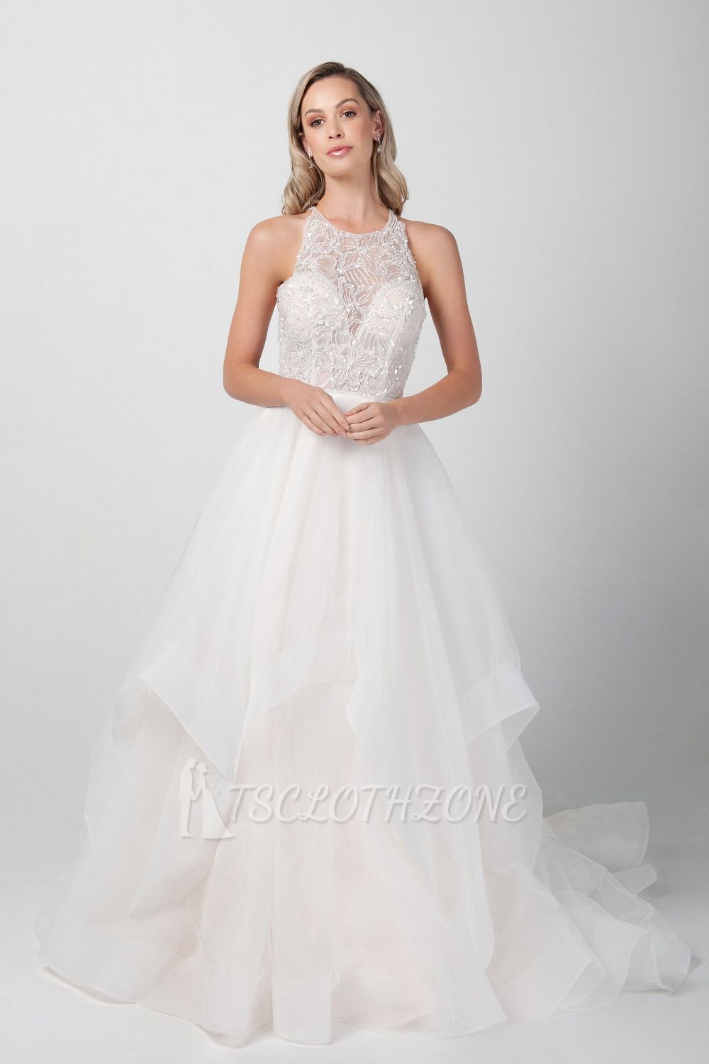 Crystal Beaded Sparkling Sequins Tulle Lace Fluffy Romantic Vintage Wedding Dress Wedding Custom