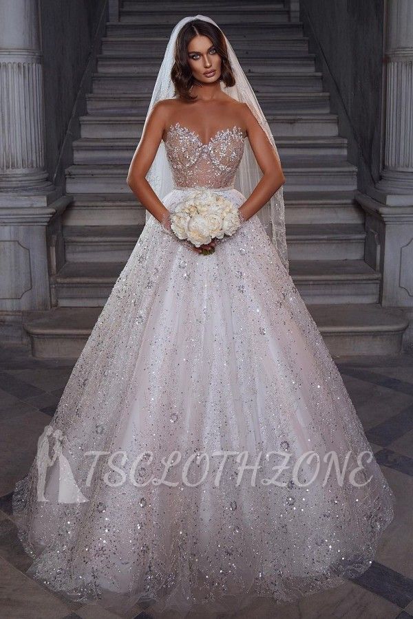 Charming Sweetheart Glitter Sequins Bridal Dress