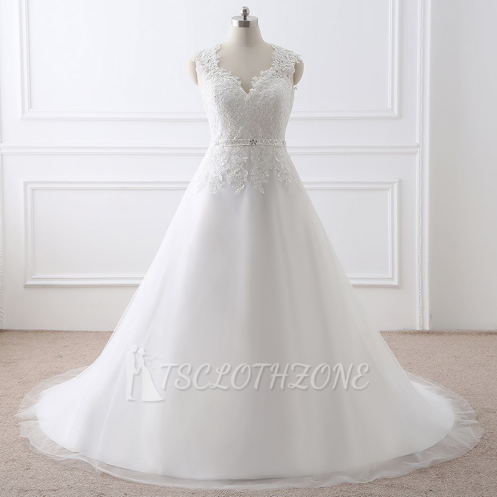 AURORA | Prinzessin V-Ausschnitt Tüll Elegantes Brautkleid mit Spitze