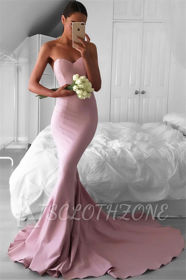 Sexy Sweetheart Pink Evening Dresses Cheap | 2022 Mermaid Long Formal Dresses for Party