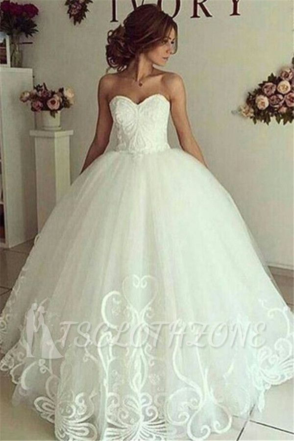 2022 Elegant Sweetheart Bride Dress Ball Gown Lace Appliques Wedding Dresses