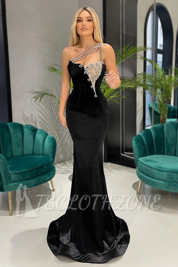 Satin One-shoulder Beading Floor-Length Prom Dress