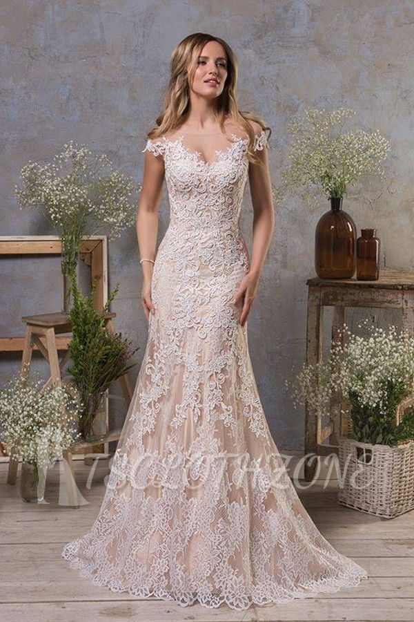 Elegant Off Sholder White/Ivory Lace Tulle Mermaid Wedding Dress online