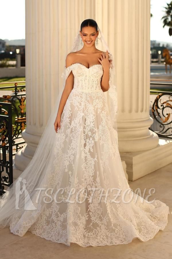 Beautiful Wedding Dresses A Line Lace | Wedding dresses cheap