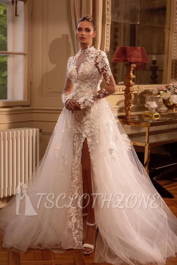 2 Piece Wedding Dresses A Line Lace | Wedding dresses with sleeves