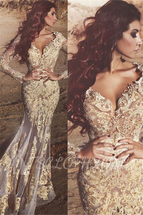 Stunning Long Sleeve Lace Appliques Prom Dresses | Fit and Flare Beads Sheer Tulle Wholesale Evening Gowns