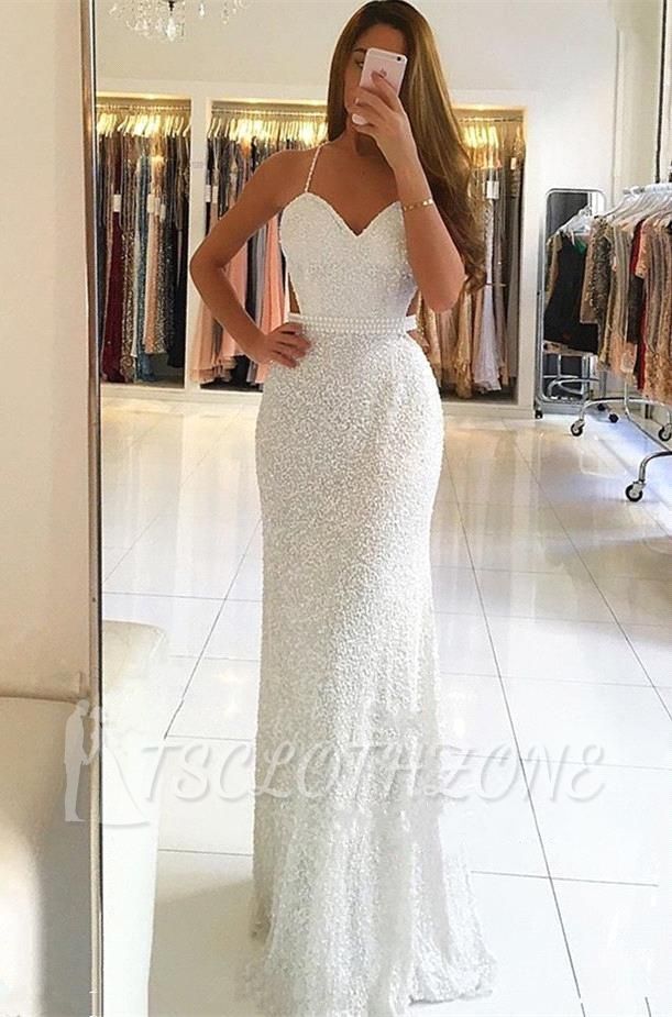 Elegant Spaghetti Straps Sleeveless A-Line Floor-Length Prom Dress