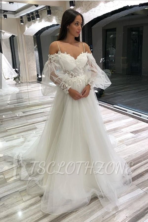 Ballonärmel Träger Aline Weiß Traumhaftes Hochzeitskleid