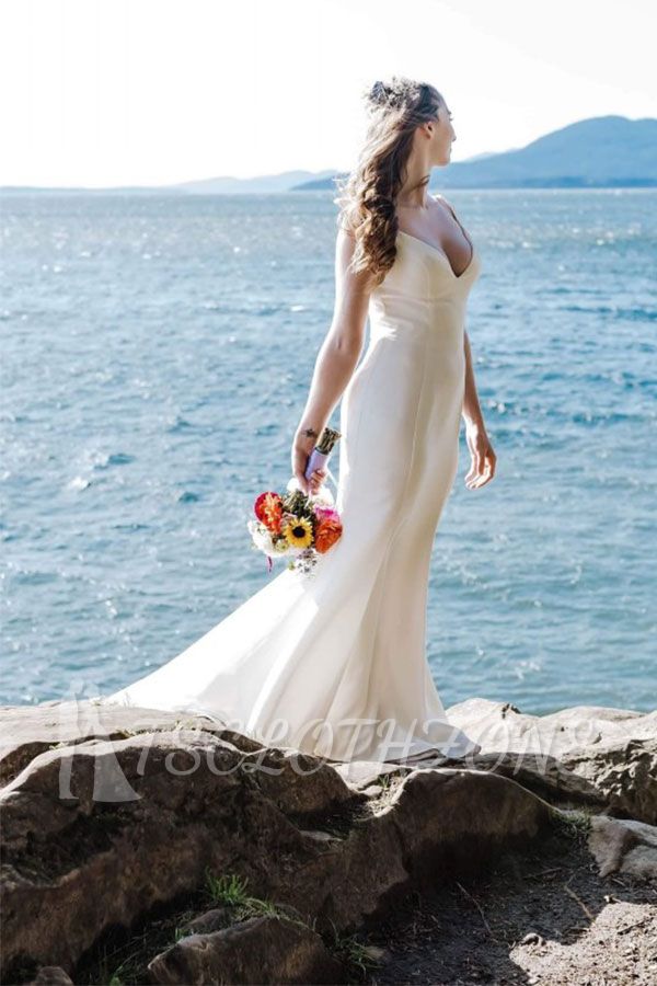 Casual Flowy White Sleeveless Floor length Summer Beach Wedding Dresses