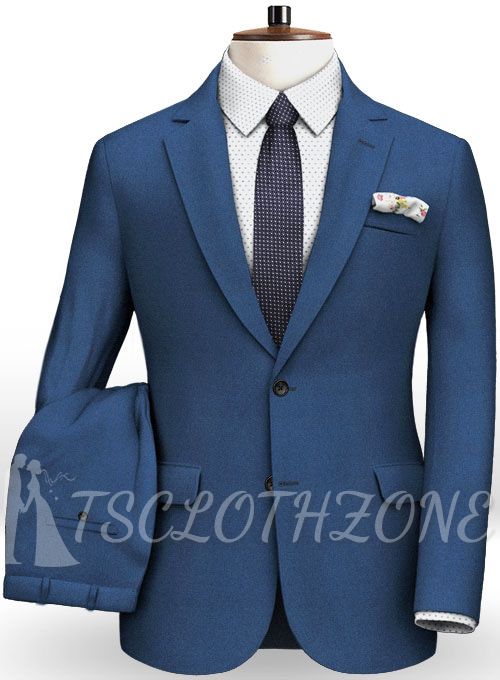 Blue flannel wool notched lapel suit ｜ two-piece suit