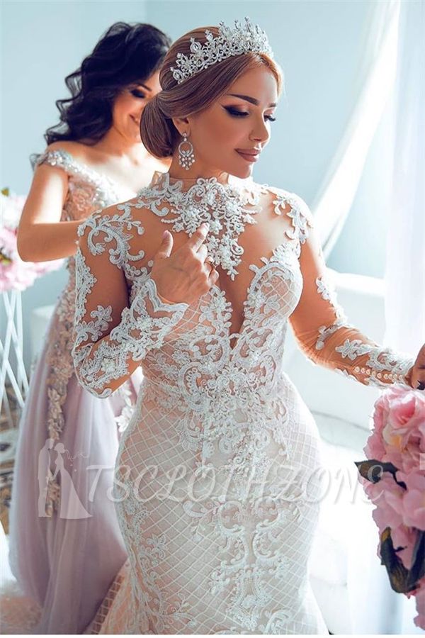 Luxury Sweetheart Lace Tulle Mermaid Spring Wedding Dress