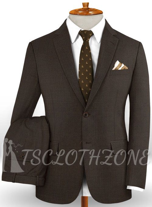 Dark brown wool notched lapel casual suit | two-piece suit