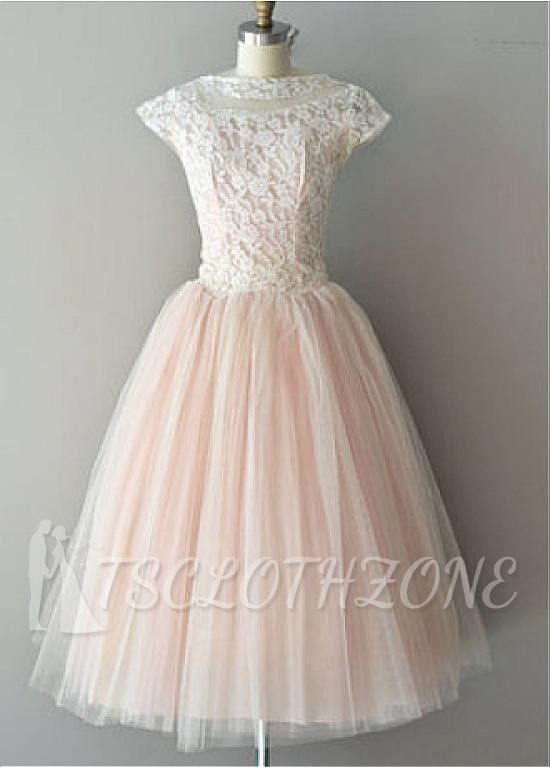 Short Sleeve Lace Knee Length Homecoming Dress Cheap Zipper Plus Size Prom Dress for Women