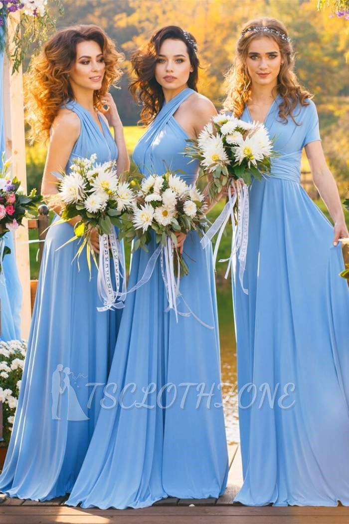 Haley | Cabrio Sky Blue Chiiffon Brautjungfernkleider für die Sommerhochzeit