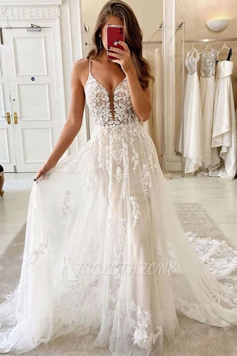 Romantic Floral Appliques Wedding Dress Sleeveless Tulle Mermaid Bridal Gown