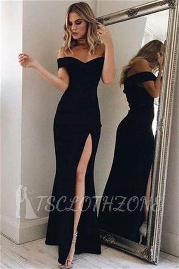 Stunning Off-the-Shoulder Shining Sequins Prom Dresses | Side slit Mermaid Sleeveless Sexy Evening Dresses