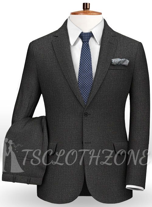 Needle wool dark gray notched lapel suit ｜ two-piece suit