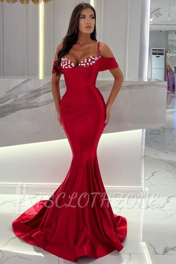 Simple evening dresses long red | Glitter prom dresses