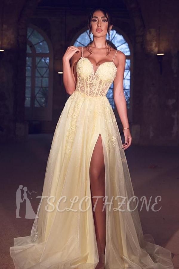 Spaghetti Straps Sweetheart Evening Dress with Side Split