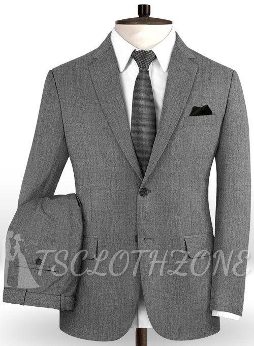 Anzug aus grauer Wolle mit fallendem Revers | zweiteiliger Anzug