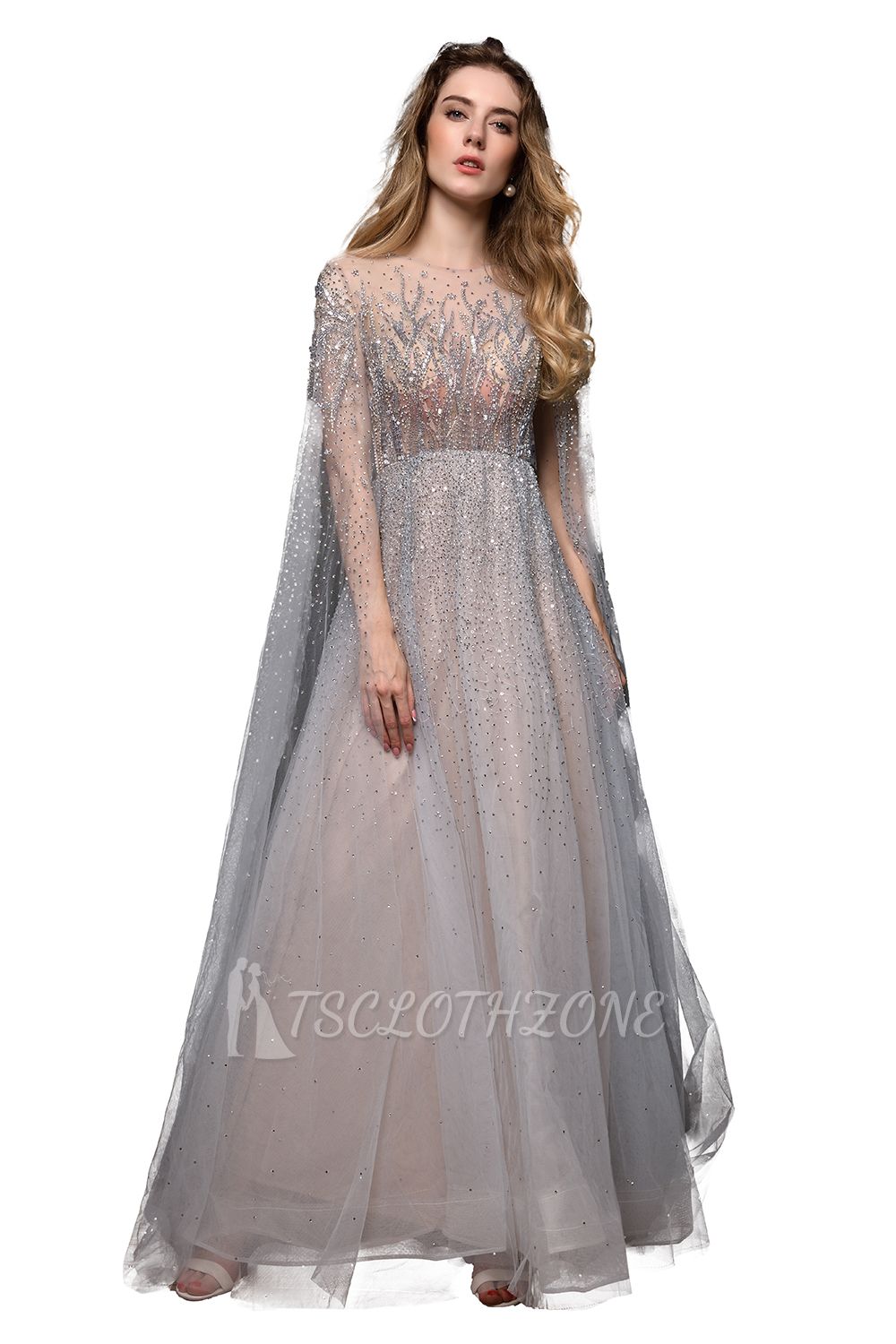 Archibald | Womens Custom Made Luxury Shawl Sequined Prom Dress