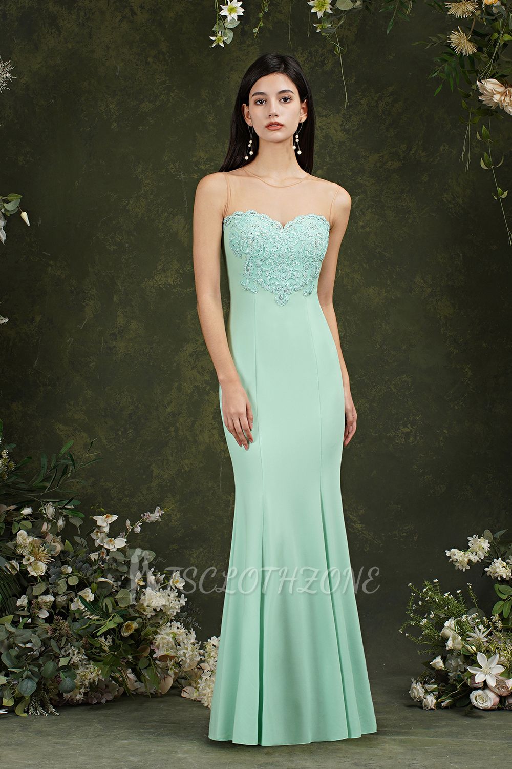 Sweetheart Floral Lace And Tulle Mermaid Long Prom Dress