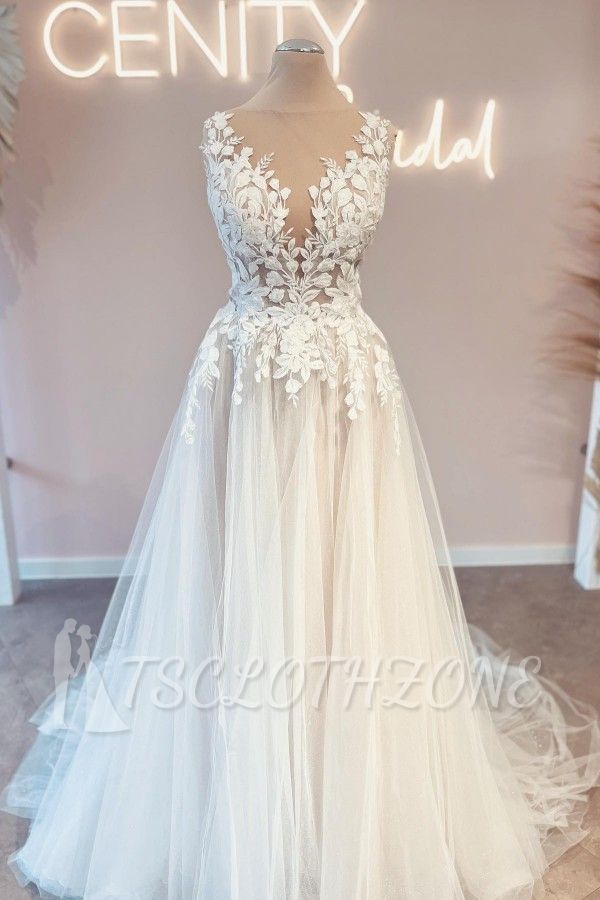 Wunderschöne Brautkleider aus Spitze | Eine Linie Brautkleider günstig
