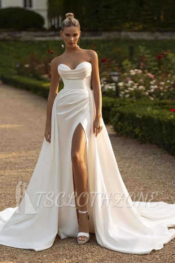 Einfache Brautkleider A-Linie | Brautkleider aus Satin
