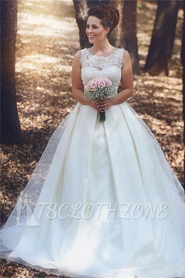 A-Line Empire Crystal Lace Bridal Gown Latest Ruffles Plus Size 2022 Wedding Dress