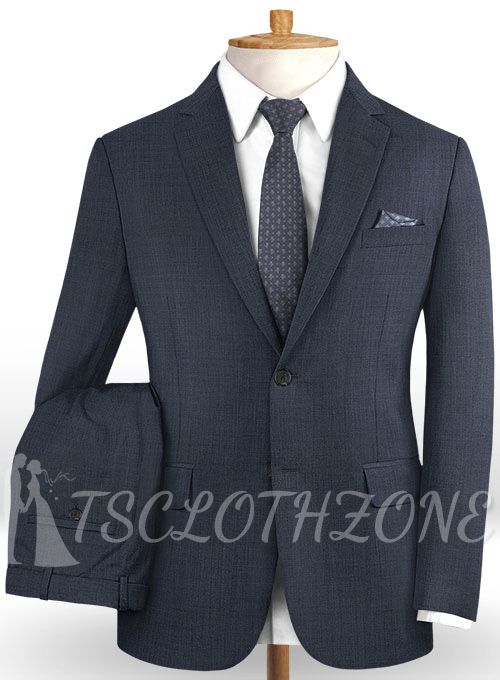 Steel blue notched lapel wool suit | two-piece suit