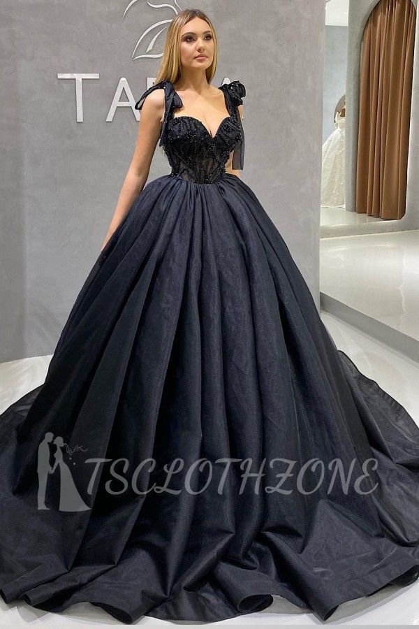 Sweetheart Aline Black Princess Ball Gown