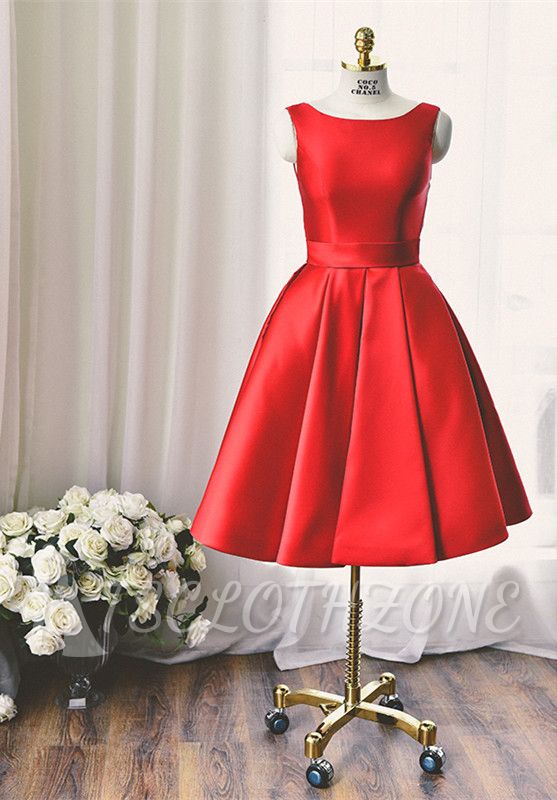 Elegant Red Knee Length Homecoming Dress with Bowknot New Arrival Simple Open Back Dresses for Women