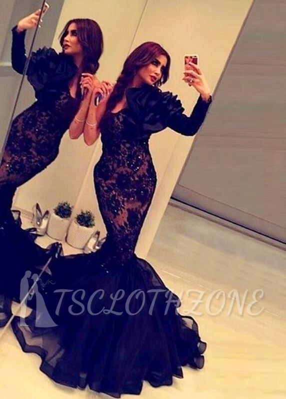 Haifa Wehbe Abendkleider Schwarz Eine Schulter Perlen Rüschen Zug Arabische Festzug Kleider