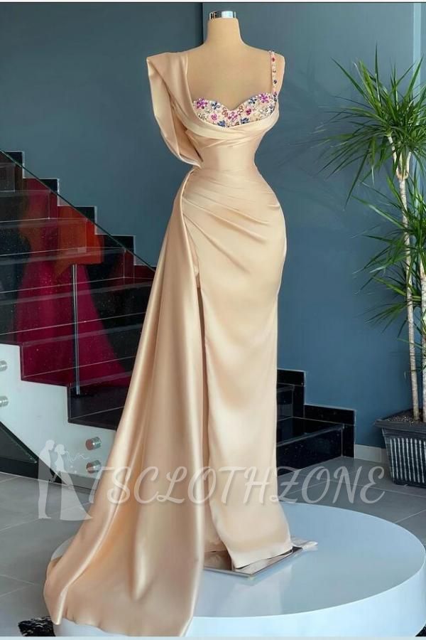 Stunning U-Neck Ruffle Satin Mermaid Prom Gown with Side Cape