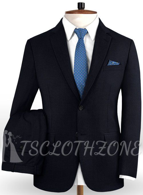 Navy blue pure wool suit | two piece suit