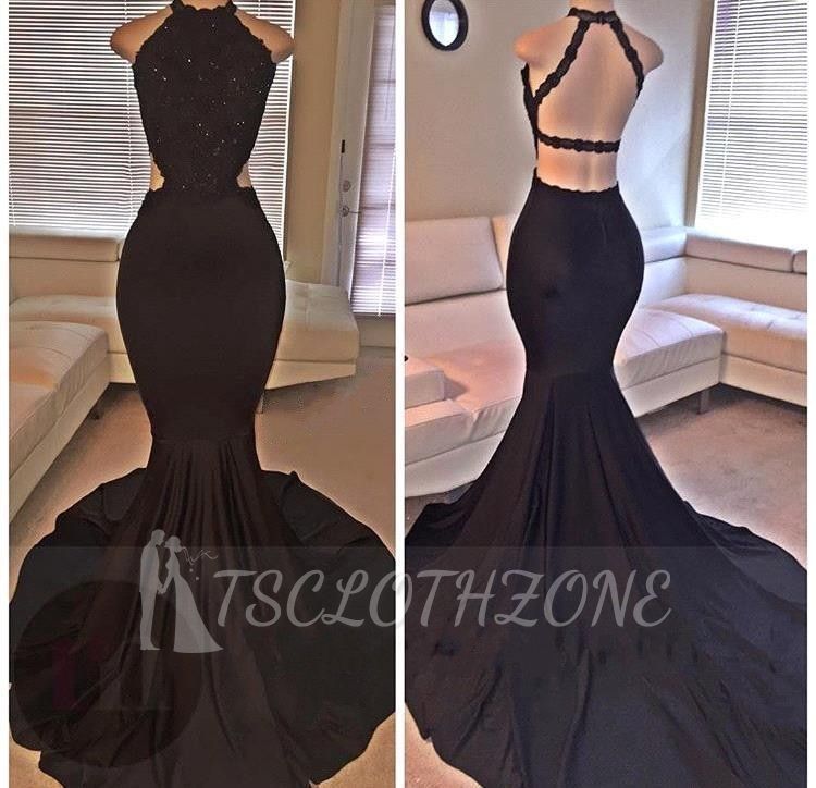 Sleeveless Backless Lace 2022 Evening Gown Mermaid Black Long Prom Dresses