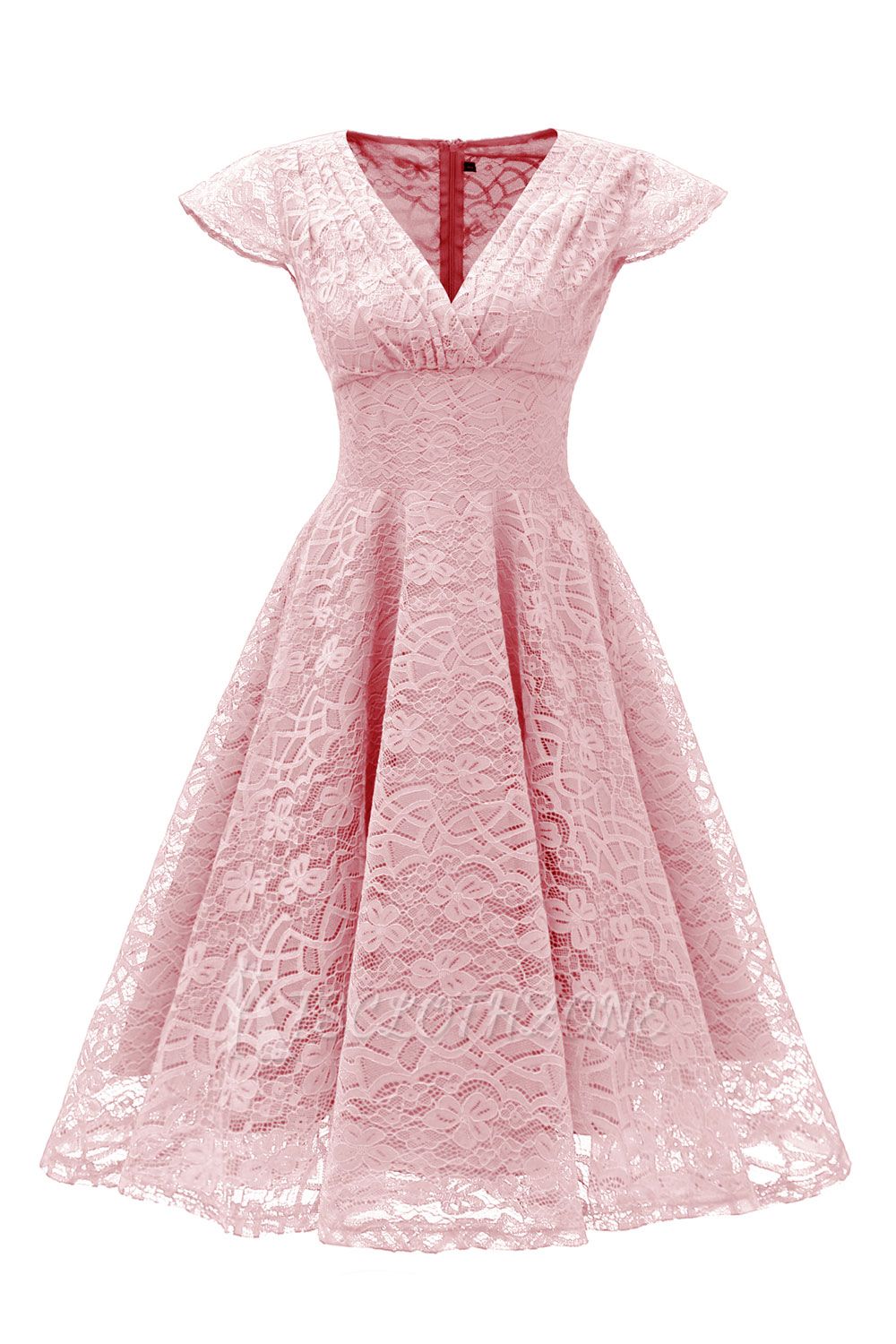 Elegante Spitze Vintage Rockabilly Kleid | Schöne V-Ausschnitt Damen Kleider A-Linie