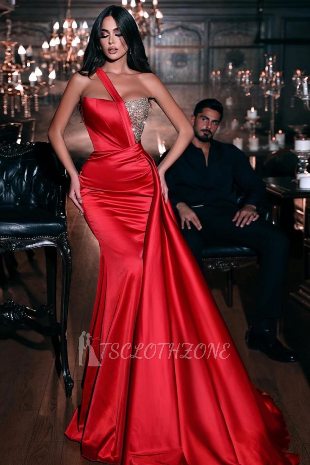 New evening dresses long red | Prom dresses with glitter