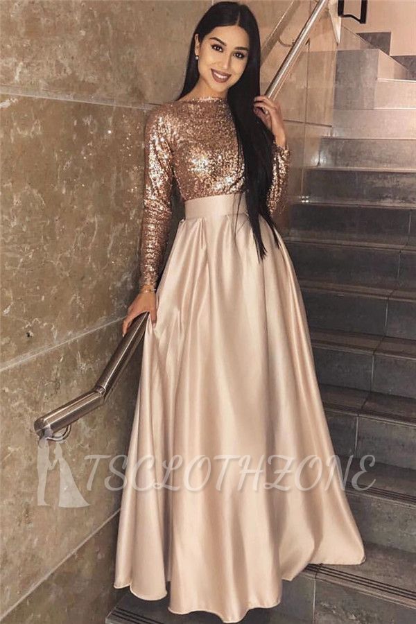 Discount Long Sleeve Sequins Evening Dress | Princess Elegant Formal Party Dress Online
